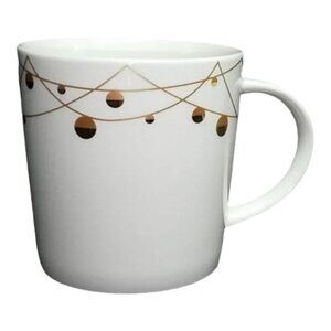 Starbucks Coffee Mug 2012 Christmas White Bone China with Gold Ornaments